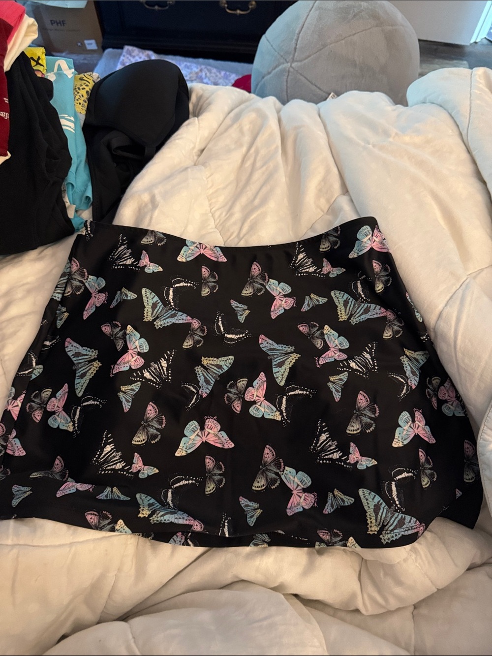 PINK - By Victoria’s Secret Black Butterfly Print Swim skirt Sz: M
